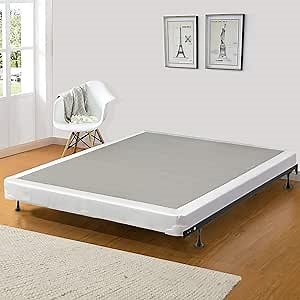 Spring Sleep, 4-Inch Sturdy Box Spring for Mattress Support-Durable and Fully Assembled, Natural Wood Foundation for Twin, White