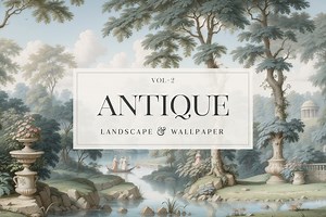 French Antique Landscape Wallpaper, a Wallpaper Graphic by by creative paper
