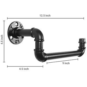 [Hot Item] Wall-Mounted Black Metal Industrial Pipe Design Bathroom Towel Bar Rack