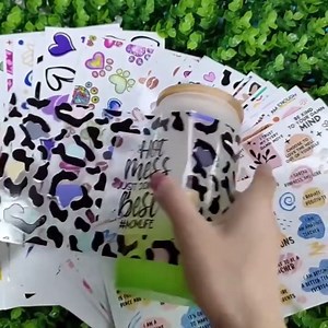 UV DTF Glass Can Wrap Transfer Decal- 3PCS Love and Heart Sublimation Design Craft Transfers, Waterproof Decal for 16oz Glass Cups - Ceramic Mug DIY Crafts, Valentine Gift