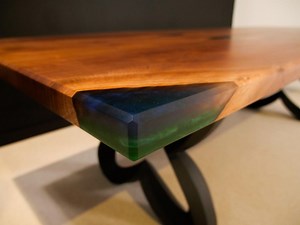 Athena Bookmatched Walnut Dining Table With Multicolor Epoxy - Etsy
