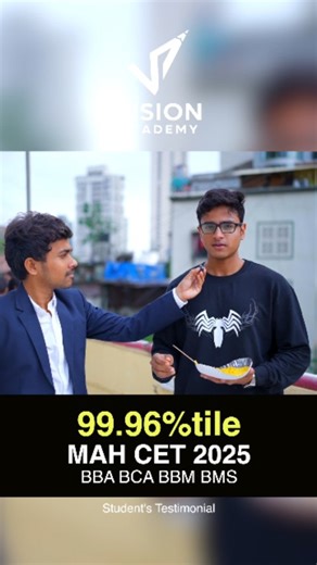 MAH CET BBA BCA | Scored 99.96 Percentile! | 2025 Batch Student Success Story 🎯 Meet our 2025 Batch achiever who scored an exceptional 99.96 Percentile! 🏆 This testimonial shares the journey, challenges, and strategies that led to success. If you’re aiming for top colleges, this story will motivate you to stay focused and confident. 🚀 🚀 Start your CET 2026 preparation with Vision Academy. #CET2026 #ImpactBatch #VisionAcademy #BBA #BCA | Vision Academy