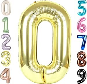 Number 0 Balloons 40 Inch Light Gold Number Balloons for 10 20 30 40 50 60 70 80 90 100 Numbers Balloon Birthday Decorations Wedding Event Baby Shower