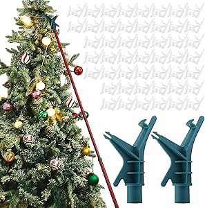 Amyhill 50 Pcs Plastic Gutter Clips for Telescoping Christmas Tree Decorating Pole 2 Pcs Plastic Utility Hook Attachment Extension Pole Attachments for Outdoor Light String Christmas Hanging Lights