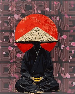 Japanese Wall Art | Samurai | Cherry Blossom | Discipline