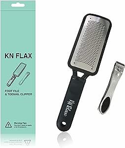 [Colossal Pedicure Rasp Foot File + Toenail Clipper] KN FLAX Premium Foot care Pedicure Surgical grade Stainless steel file with Thick Nails, Large Fingernail Toe Nail Clippers
