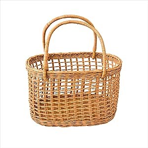 Rattan Wicker Baskets for Gifts, Wicker Baskets with Handles, Natural Handwoven Wicker Picnic Baskets With Lid, Rattan Storage Baskets for Gardening, Rattan Fruit Basket