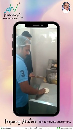 A Master of Culinary Artistry: Sugandh Jain Ji, Owner of Jain Shikanji, Crafting Bhature with Love and Passion, Ensuring Every Bite is a Taste of Pure Delight for our Cherished Customers! #CulinaryArtistry #PassionForFood #BhatureDelight #LoveInEveryBite #PureDelight #JainShikanjiMagic #SugandhJainJi #CraftingWithLove #CherishedCustomers #TasteBudSensation | Jain Shikanji