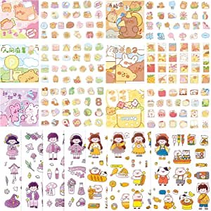 652 Pieces Korean Animal Stickers Kawaii Washi Cartoon Stickers for Teen Birthday Party Vinyl Waterproof Stickers for Water Bottle Scrapbook Decal Patches Dairy Sticker for Notebook (Classic Style)