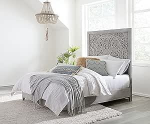 Modus Furniture Solid-Wood Low-Profile Bed, Queen, Boho Chic - Washed White
