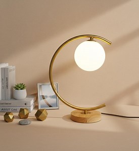 Glass Ball Wood Table Lamp: Light Study Reading Desk Lamp Bedroom Living Room Decor - Etsy