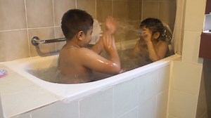 4k Two Happy Asian Boy Take Bath In Bathroom Stock Footage SBV-306315545 - Storyblocks