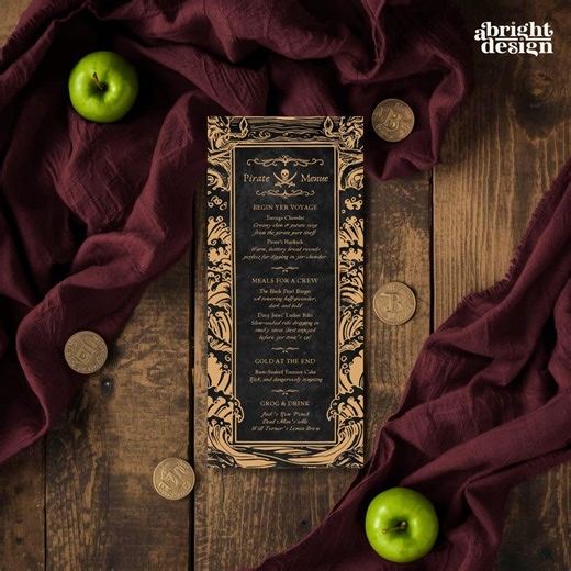 Vintage Pirate Party Menu Template: Treasure Map Theme (digital Download) - Etsy UK