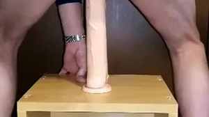 Riding the 16 inch extreme dildo