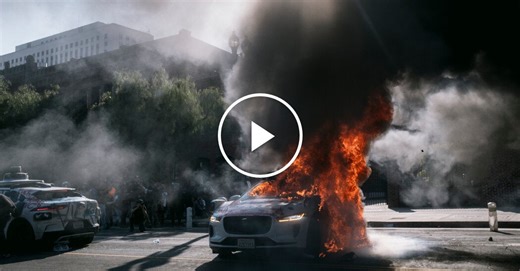Protesters Set Waymo Taxis on Fire in Downtown Los Angeles