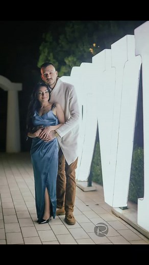 Romantic Night Outdoor Engagement with Love Structure