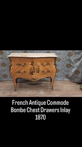 French Antique Commode Bombe Chest Drawers Inlay 1870 #bombe #frenchantiques #bombecommode #antiques #frenchantiques #commode #1870 #interiors #chestofdrawers | Canonbury Antiques