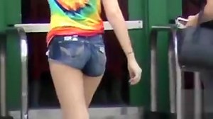 Skimpy shorts on sexy ass girls in public