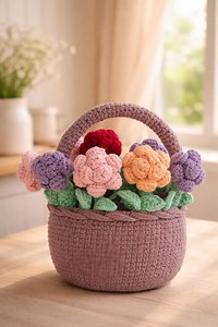 Crochet Flower Basket Pattern | Amigurumi Roses, Spring Decor (PDF Pattern) - Etsy Australia