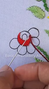 20K views · 167 reactions | easy lazy daisy stitch hand embroidery tutorial | Basic Embroidery ABC | Facebook