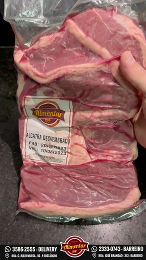 O carro chefe da casa, inteira com maminha, picanha e alcatra grill por R$ 49,99Kg ou já desmembrada com bifes prontos pra churrasqueira ou grelha por R$ 54,99KG | Alimentar Carnes Nobres