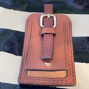 KATE SPADE BROWN LEATHER LUGGAGE TAG ID LOOP