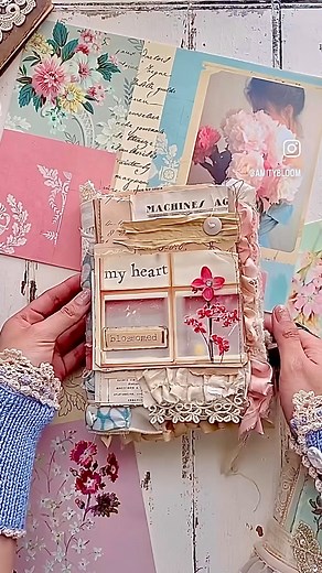 A junk journal, but make it art—layers of paper, magazine images, and my printable collaged papers turned into a journal 💕 full flip through video is on my YouTube channel! #journal #junkjournal #journalinspiration #artjournal #journaling #journalideas #diary #handmade #junkjournaling #artjournalpage #artjournals #mixedmedia #collage #paperart | Amity Bloom
