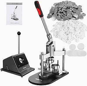 Anbull 32mm Button Maker Machine, with 1000 Button Parts, Perfect for Small Business | Button Maker Machine DIY Pin Button Press Kit with Heavy Duty Punch Press Machine