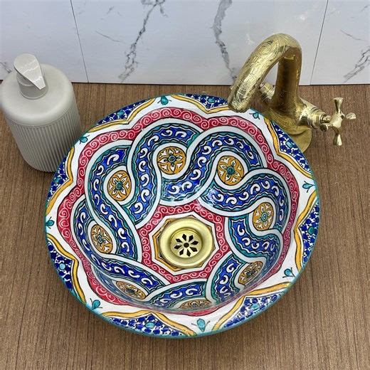 Round Ceramic Vessel Sink, Handmade Bathroom Basin, Countertop Vanity Wash Bowl, Modern Artisan Decor - Etsy