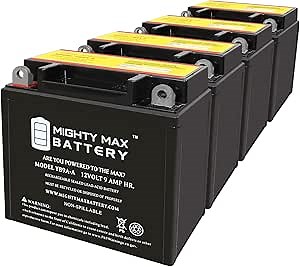 Mighty Max Battery YB9A-A 12V 9AH 130 CCA Replacement Battery compatible with Kimpex ATV Snowmobile - 4 Pack