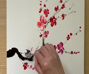 Painting Plum Blossoms with a Spoon / Acrylic Painting | MAY Art.