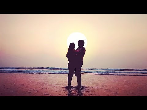 Romantic couple hugging on the beach with sunset | couple love | evening beach status