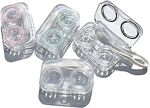 4 PCS Contact Lens Cases, Colorful Contact Lens Container Holder, Outdoor Portable Mini Contact Lens Soak Storage Kit for Travel & Home