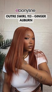 Wig: Outre Swirl 113 in color Ginger Auburn Sleek and flirty! #ebonyline #outre #outrehair #syntheticwig #gluelesswig #OutreSwirlSeries #gingerwig #gingerauburn #straightwig #middlepart #longwig #GIAB | Ebonyline.com