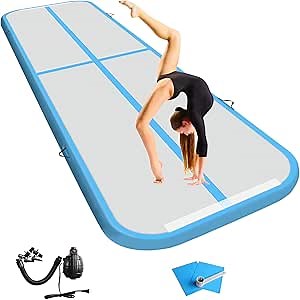 Air Gymnastics Tumbling Mat 13FT Tumble Track Tumbling Mat 4 inchs Thickness Gymnastics Mats for Tumbling with Electric Air Pump for Home/Gym/Yoga/Training/Cheerleading/Outdoor/Beach/Park