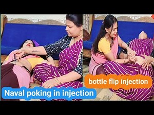 Navel poke in injection bottle flip belly button injection funny video 😂😂 video requested video