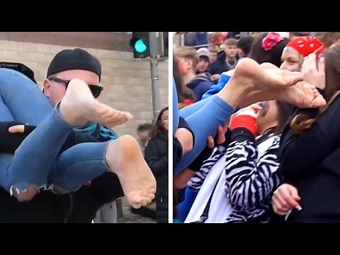 Fasnet compilation of women getting both their shoes and socks taken off their completely barefoot
