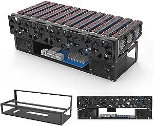Mining Rig Frame - 12 GPU Steel Open Air Miner Mining Computer Frame Rig Case for Crypto Coin Currency Bit Coin ETH ETC ZEC Mining Accessories Tools - Frame Only, Fans & GPU is not Included