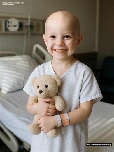 A little girl, dressed in a hospital gown, was clutching her teddy bear tightly. Tubes and wristbands hint at the heavy battle she’s facing. And yet—her face shines with the kind of smile that belongs in playgrounds, not hospital rooms. Her name is Sophie. She’s only seven years old, and while most children her age spend their days learning to ride bikes or painting rainbows, Sophie is bravely fighting an illness that would overwhelm even the strongest adults. Day after day, she endures treatmen