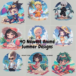 Anime Summer Designs: PNG & JPG Digital Bundle - Etsy UK