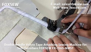 Split Needle Bar Double Needle Walking Foot Heavy Duty Velcro Tape Attaching Sewing Machine for Sofa Furniture FOXSEW FX-1565-NMST FOXSEW SEWING MACHINES | Foxsew Sewing Machines