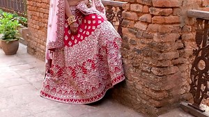 This handcrafted bridal ensemble from the house of Panghat is full of romantic intricate detailing for the modern bride who wants to feel and look refined, graceful, elegant, and above all, beautiful on her wedding day. | Panghat