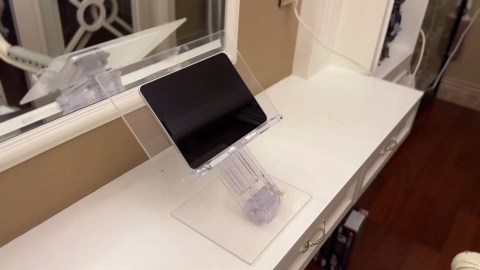 Book Holder, Acrylic Adjustable Book Stand, Cookbook Stand for Kitchen Counter, Foldable Recipe Book Holder iPad Tablet, Book Holder with Page Paper Clips for Home Office