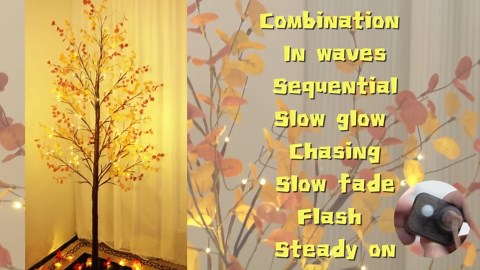 Lighted Fall Eucalyptus Tree, 7FT Faux Fall Tree with 128 Led Lights Artificial Autumn Light Up Eucalyptus Tree for Indoor Outdoor Harvest Fall Thanksgiving Decor