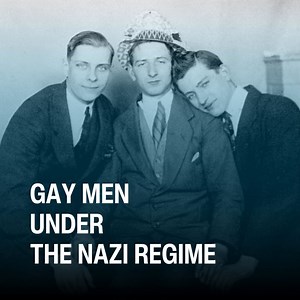 LGBTQ communities and cultural expression flourished in interwar Germany. Shortly after the Nazis assumed power, they dismantled visibly gay cultures and networks that had developed, and arrested men who identified as gay. ⁠ ⁠ Approximately 50,000 gay men were sent to prison and 15,000 were sent to concentration camps, 60% of whom were murdered. Within the camps, gay men were identified by a pink triangle, and received brutal treatment due to widespread prejudice. Gay men persecuted by the Nazis