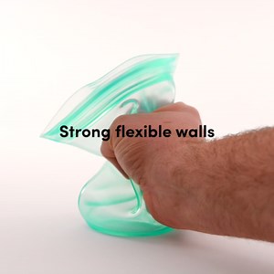 Zip Top Reusable Food Storage Bags | Large Cup [Gray] | Silicone Meal Prep Container | Microwave, Dishwasher and Freezer Safe | Made in the USA