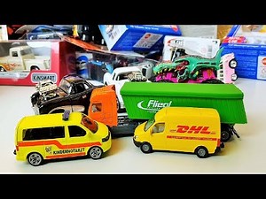 UNBOXING CARS - Siku DHL,Truck with Trailer,VW Minivan-Maseratti Gran Turismo-Hot Wheels Trucks