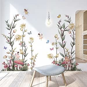 Mushroom Wall Decals Peel and Stick DIY Floral Wall Decals Removable Flower Wall Stickers Murals