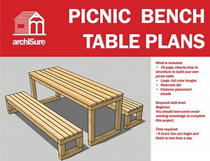 Picnic Table Plans With Benches: DIY PDF Instructions - Etsy UK