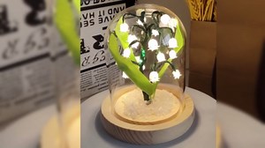 Flower Lamp Lily of Valley Flower Lamp Crochet Handwork Night Light Cordless Table Lamp, Home Decorations Lamp, Christmas Gifts for Girlfriend Mom Women Her Wife Sister Girls